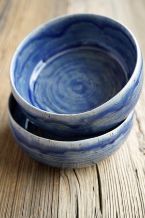 handgetöpferte meerblaue Keramik  Bowl Schale für Frühstücks Müsli, Quark oder Suppe